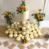 Top tier & cupcakes wedding